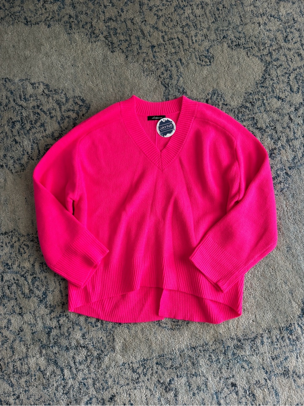Olivaceous Hot Pink V-Neck Sweater